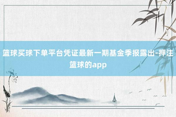 篮球买球下单平台凭证最新一期基金季报露出-押注篮球的app