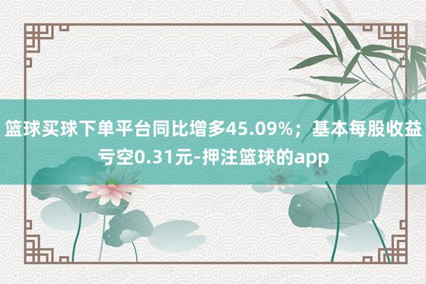 篮球买球下单平台同比增多45.09%；基本每股收益亏空0.31元-押注篮球的app