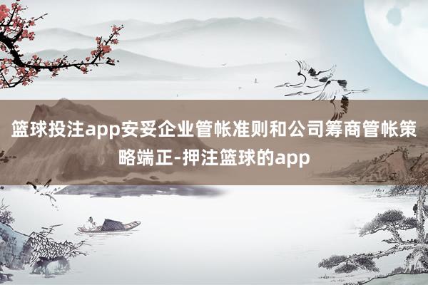 篮球投注app安妥企业管帐准则和公司筹商管帐策略端正-押注篮球的app