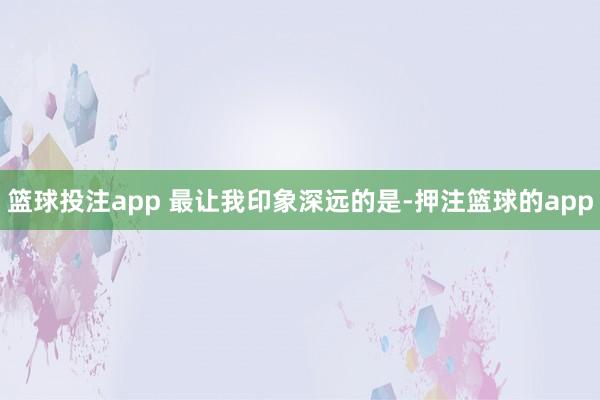 篮球投注app 最让我印象深远的是-押注篮球的app