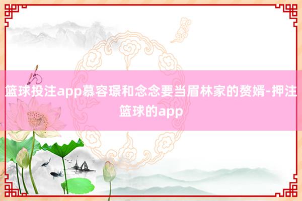 篮球投注app慕容璟和念念要当眉林家的赘婿-押注篮球的app