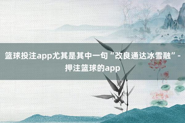 篮球投注app尤其是其中一句“改良通达冰雪融”-押注篮球的app