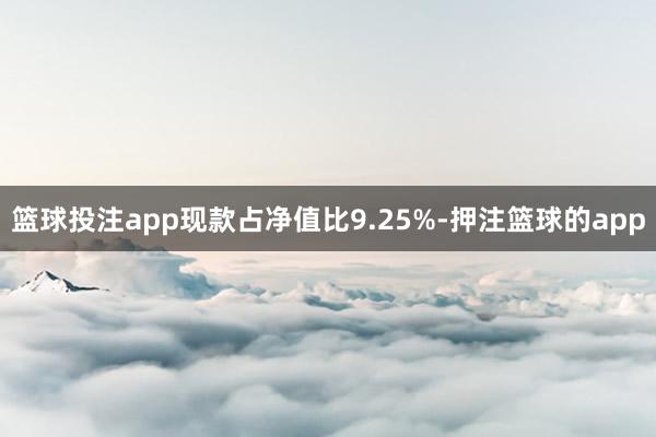 篮球投注app现款占净值比9.25%-押注篮球的app