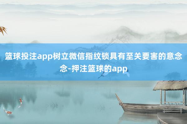 篮球投注app树立微信指纹锁具有至关要害的意念念-押注篮球的app