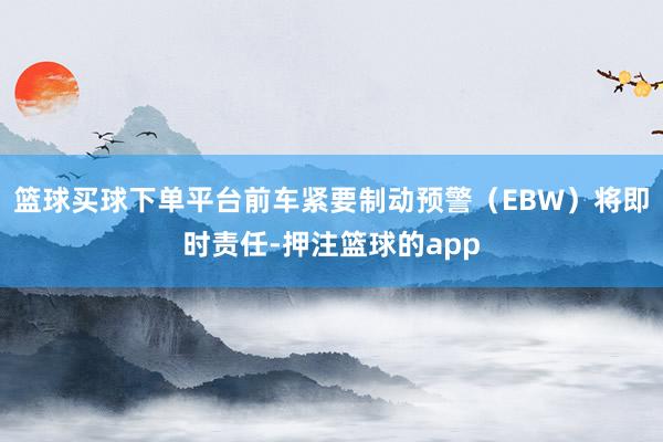 篮球买球下单平台前车紧要制动预警（EBW）将即时责任-押注篮球的app