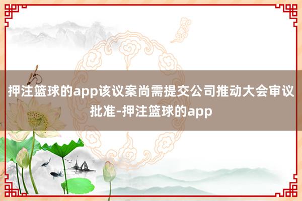 押注篮球的app该议案尚需提交公司推动大会审议批准-押注篮球的app