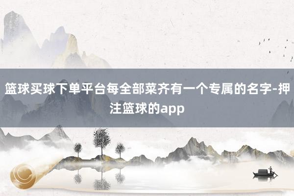 篮球买球下单平台每全部菜齐有一个专属的名字-押注篮球的app