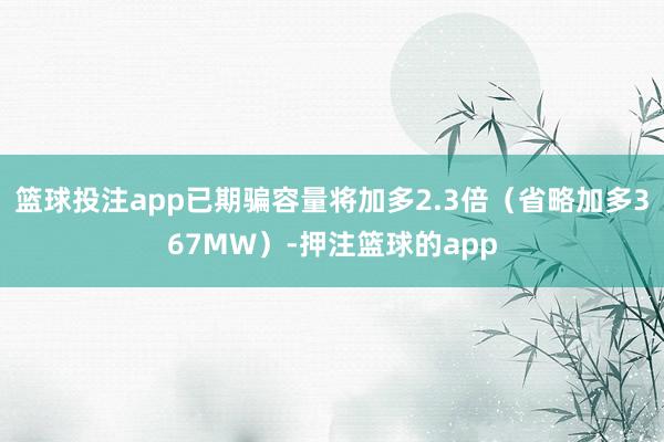 篮球投注app已期骗容量将加多2.3倍（省略加多367MW）-押注篮球的app