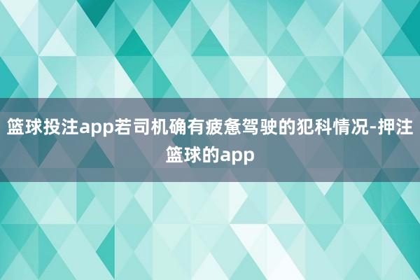 篮球投注app若司机确有疲惫驾驶的犯科情况-押注篮球的app