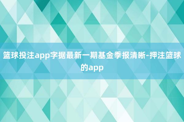 篮球投注app字据最新一期基金季报清晰-押注篮球的app