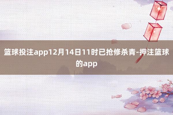 篮球投注app12月14日11时已抢修杀青-押注篮球的app