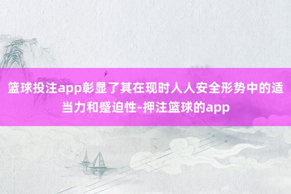 篮球投注app彰显了其在现时人人安全形势中的适当力和蹙迫性-押注篮球的app