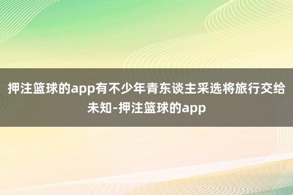 押注篮球的app有不少年青东谈主采选将旅行交给未知-押注篮球的app