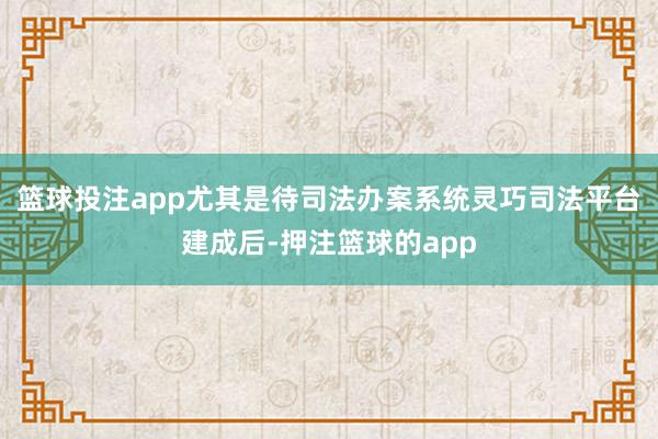 篮球投注app尤其是待司法办案系统灵巧司法平台建成后-押注篮球的app