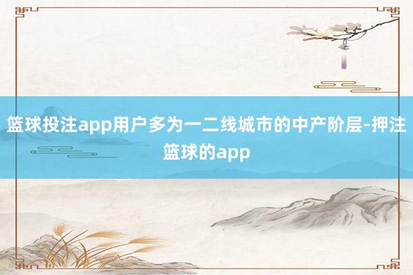 篮球投注app用户多为一二线城市的中产阶层-押注篮球的app