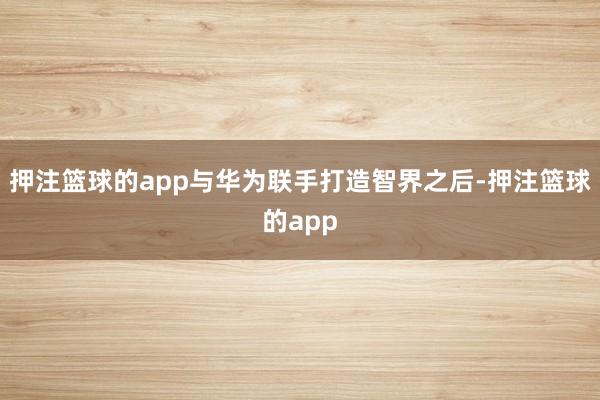 押注篮球的app与华为联手打造智界之后-押注篮球的app