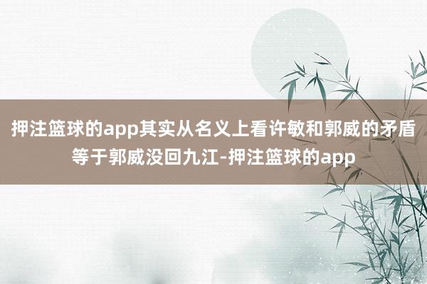 押注篮球的app其实从名义上看许敏和郭威的矛盾等于郭威没回九江-押注篮球的app
