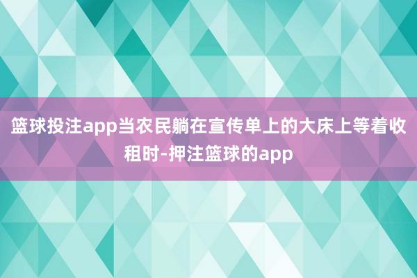 篮球投注app当农民躺在宣传单上的大床上等着收租时-押注篮球的app